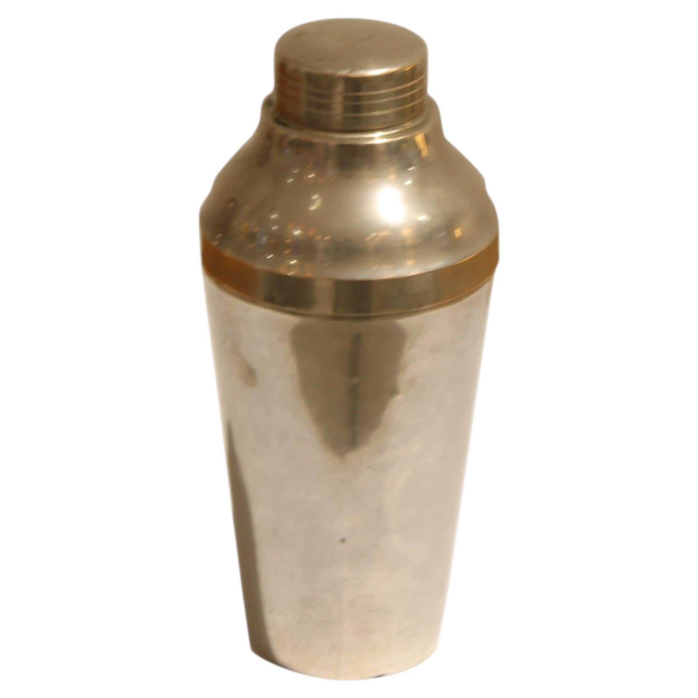 Shakers da cocktail in alpaca liscia con tappo a vite, Italia, 1960