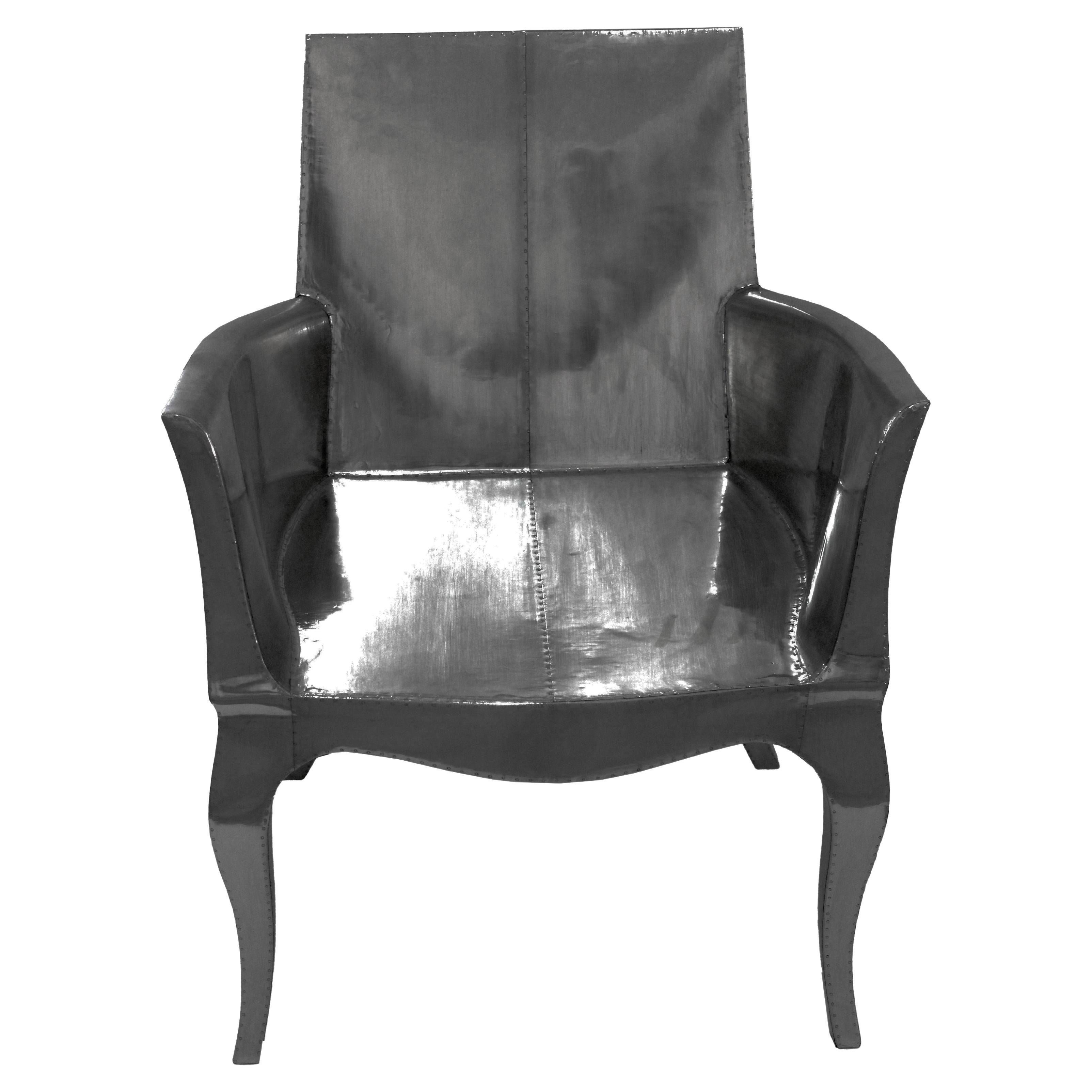 Smooth Antq. White Bronze Accent Chair – Cabriole Leg Club Chair, Handmade For Sale