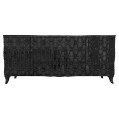 Antq. liscio. Credenza Fleur de Lis in bronzo bianco - Buffet intagliato, A. Mathieu