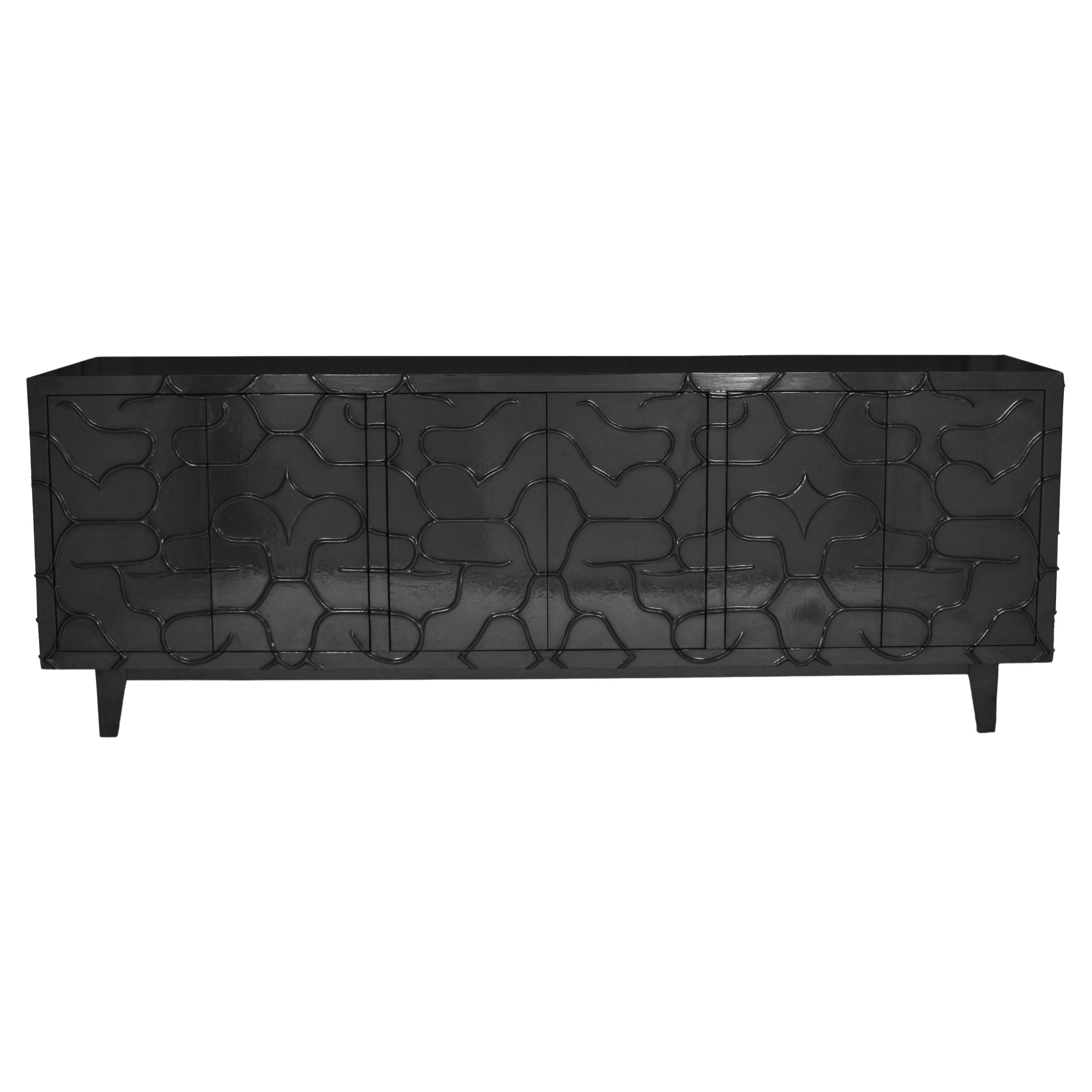 Smooth Antq. White Bronze Mystique Buffet – Sculpted Credenza