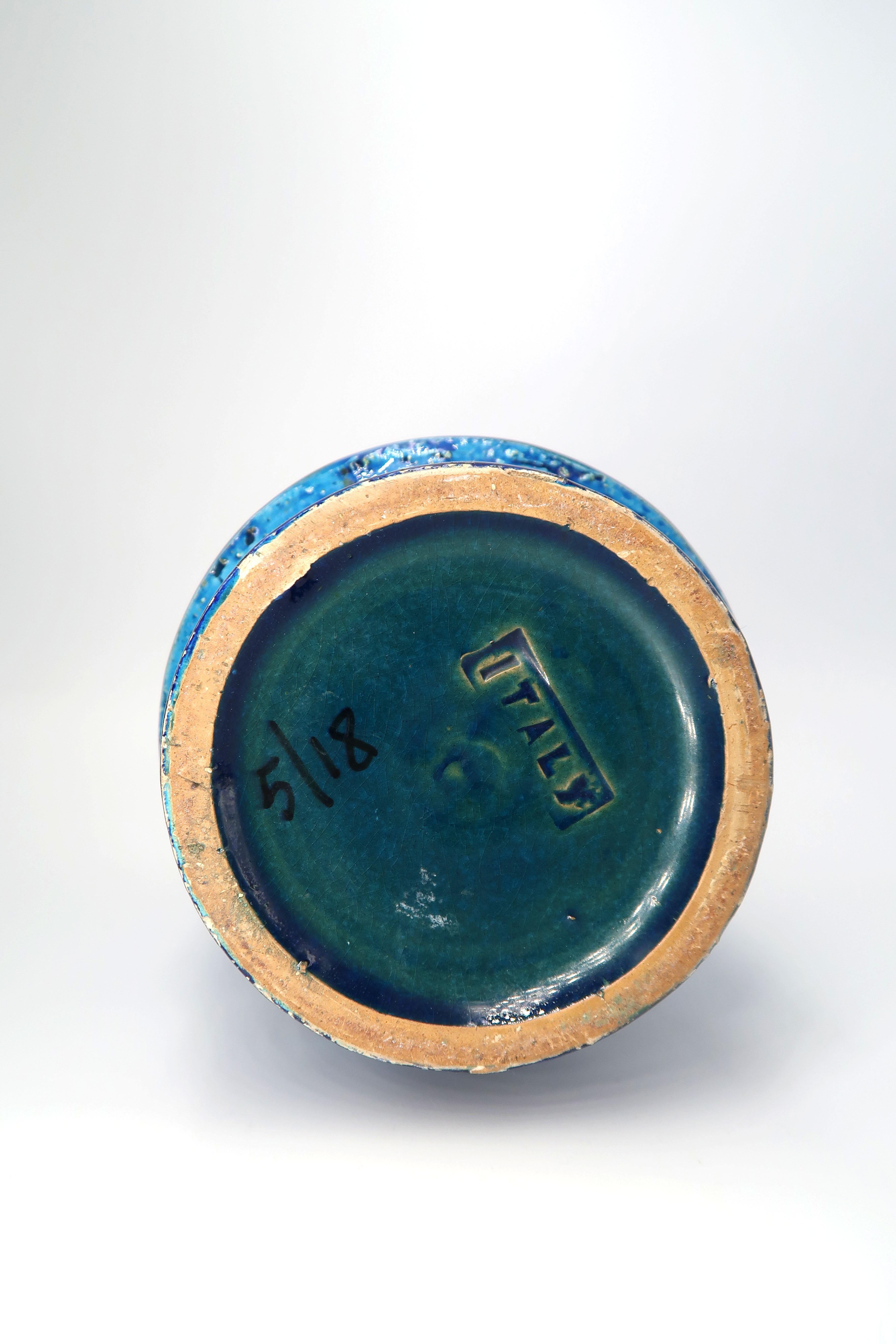 Smooth Bitossi Blue, White Italian Modern Ceramic Vase, 1960s 2