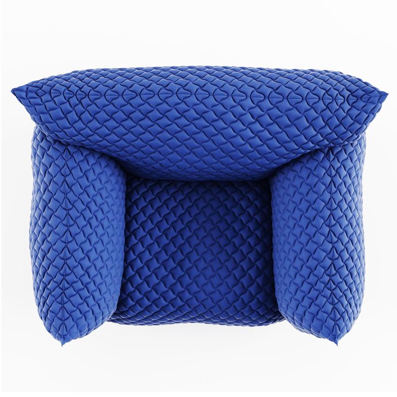 Contemporary Smooth Blue Armchair Lounge For Sale