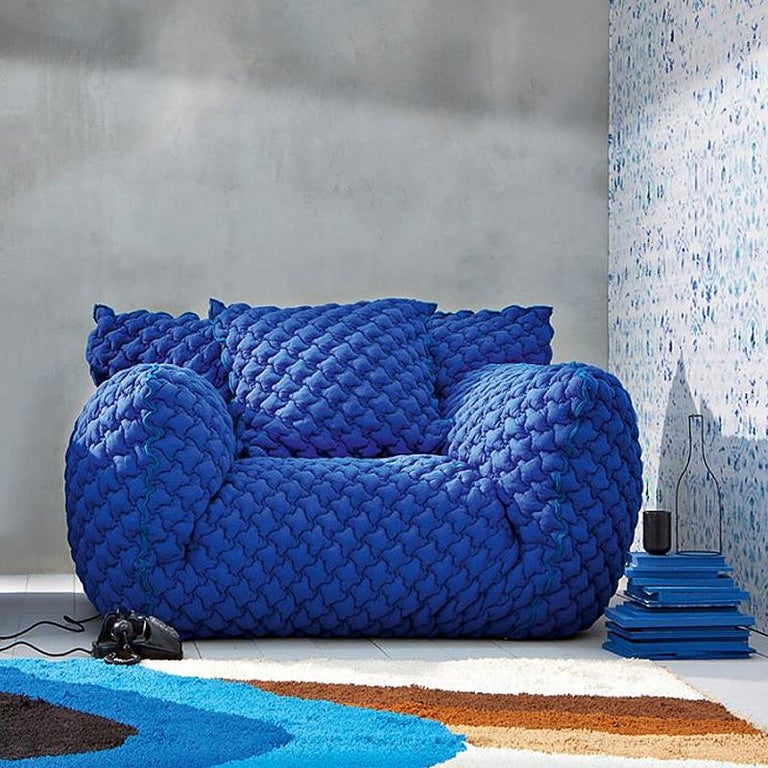 Smooth Blue Armchair Lounge For Sale at 1stDibs
