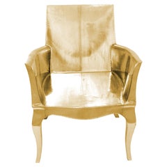 Smooth Brass Accent Chair – Sculptural Cabriole Leg Club Chair, Handmade