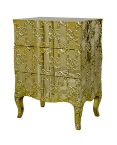 Smooth Brass Carved Chest of Drawers – Demi Semainier, Paul Mathieu