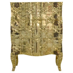 Smooth Brass Carved Chest of Drawers – Demi Semainier, Paul Mathieu