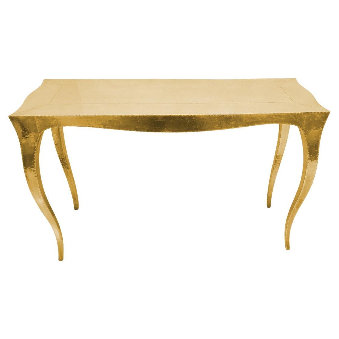 Smooth Brass Entry Table – Art Deco Cabriole Leg Console, Handmade
