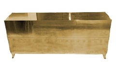Smooth Brass Fleur de Lis Sideboard – Carved Credenza, Paul Mathieu