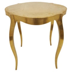 Smooth Brass Louise Round Table – Hollywood Regency Cabriole