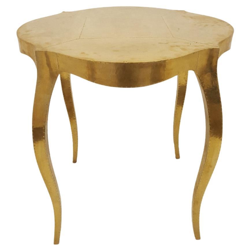 Smooth Brass Round Table – Louise Cabriole Leg, Paul Mathieu For Sale