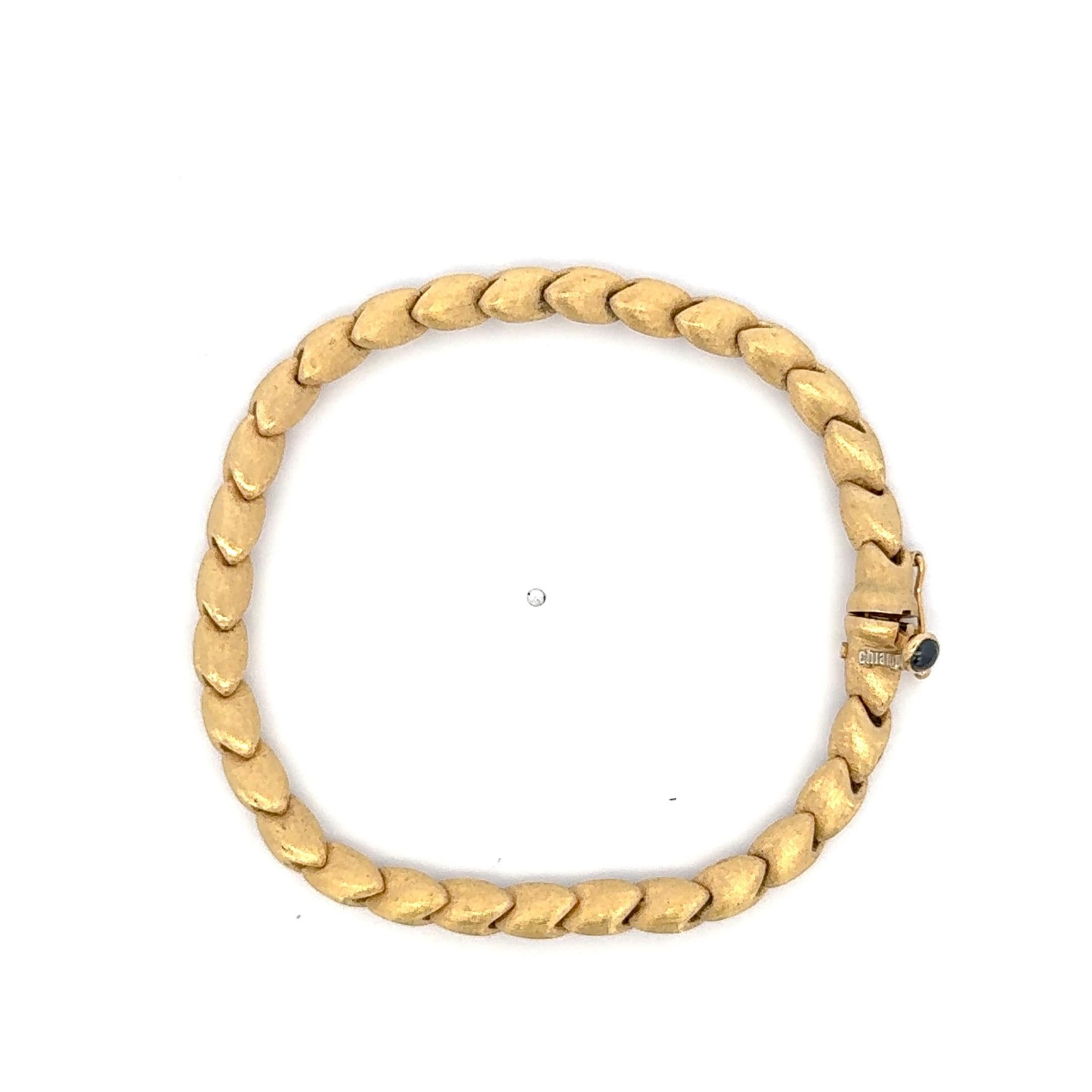 Women's Smooth Brushed Finished Link Bracelet 18 Karat Yellow Gold 12.6 Grams 7.13