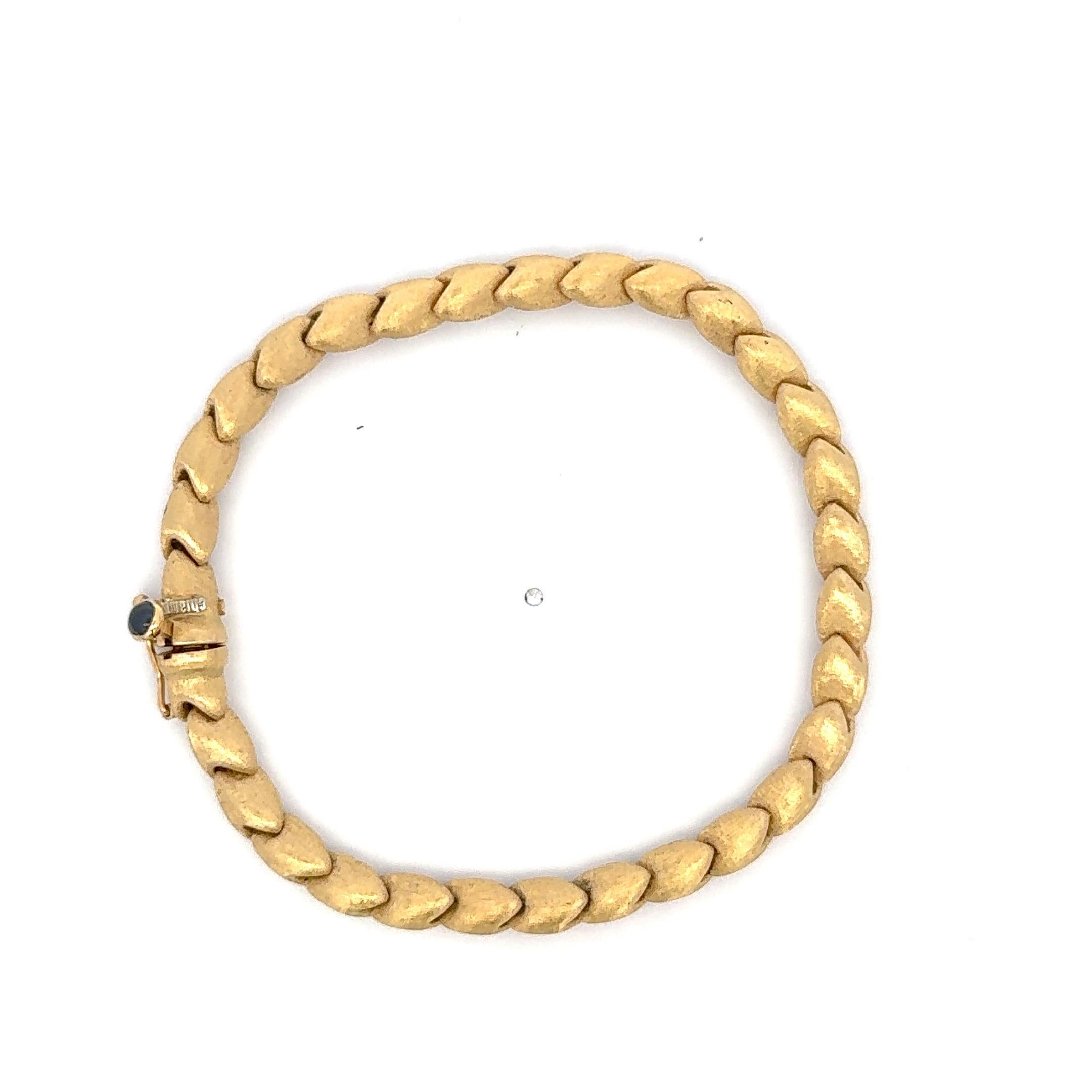 Smooth Brushed Finished Link Bracelet 18 Karat Yellow Gold 12.6 Grams 7.13
