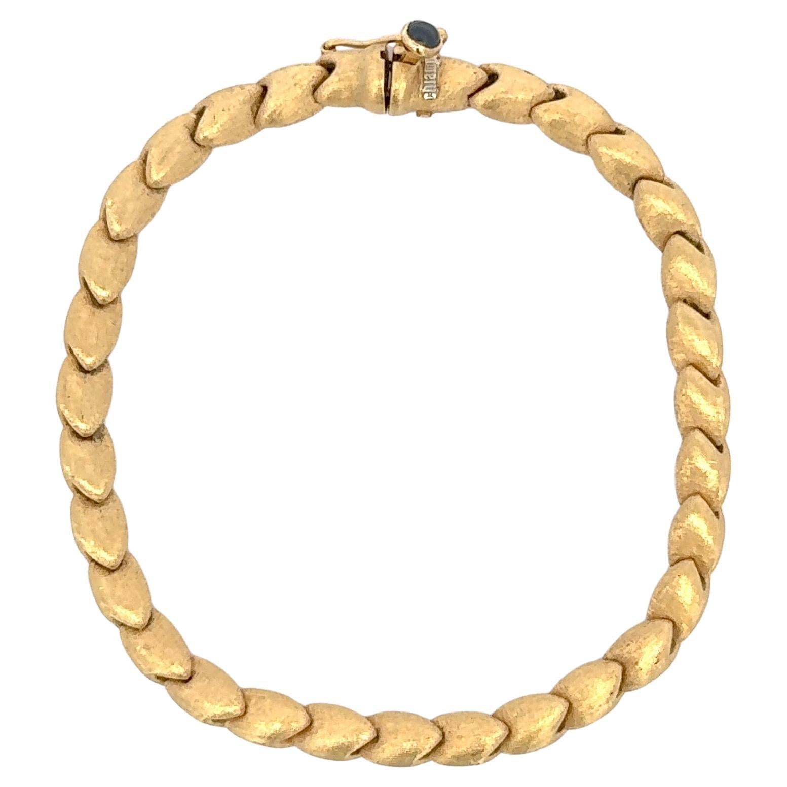 Smooth Brushed Finished Link Bracelet 18 Karat Yellow Gold 12.6 Grams 7.13"