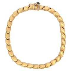 Smooth Brushed Finished Link Bracelet 18 Karat Yellow Gold 12.6 Grams 7.13"