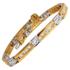 Smooth Channel Link 2.94 Carat Diamonds Bracelet 14 Karat