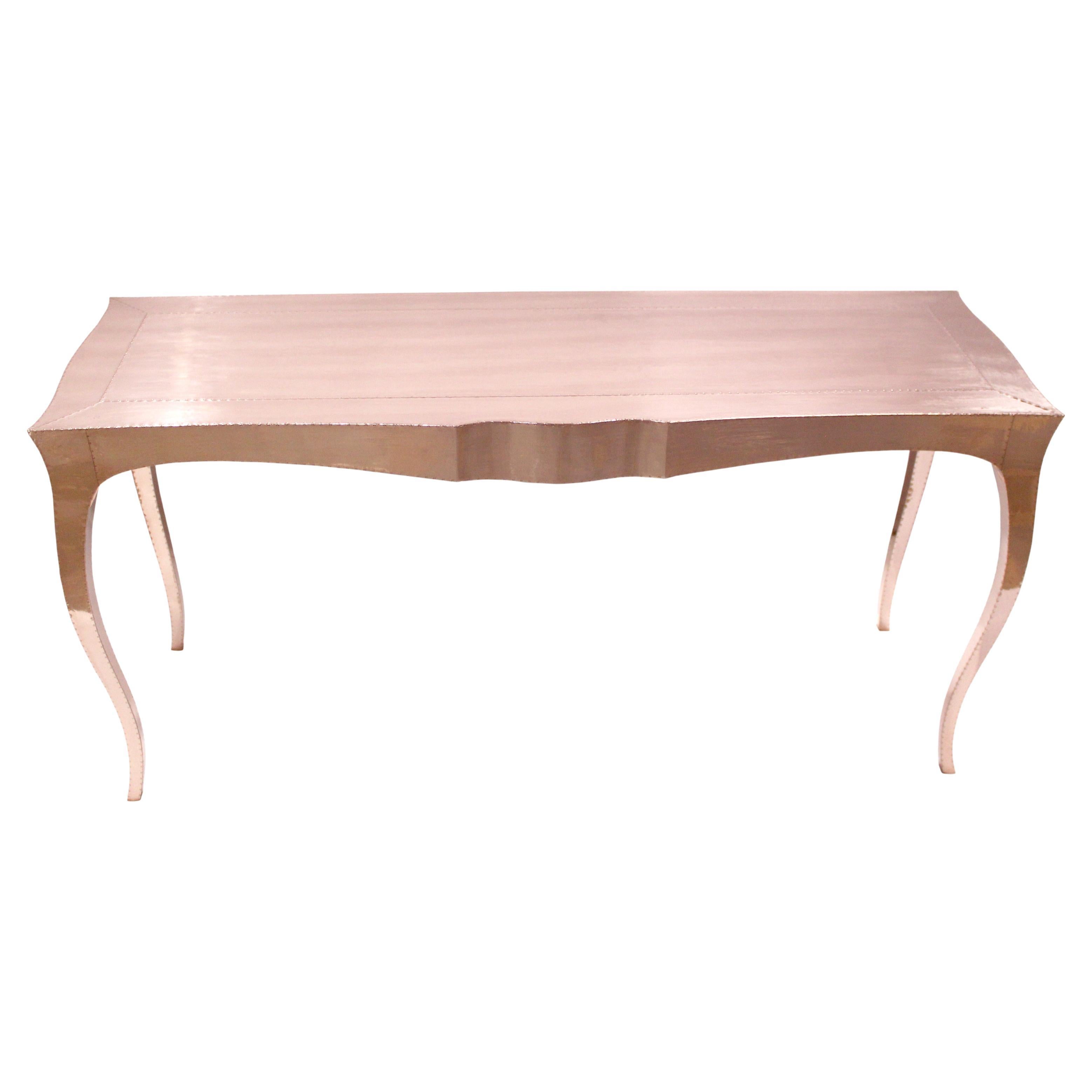 Smooth Copper Console Table – Sculptural Cabriole Leg Sofa Table, Handmade