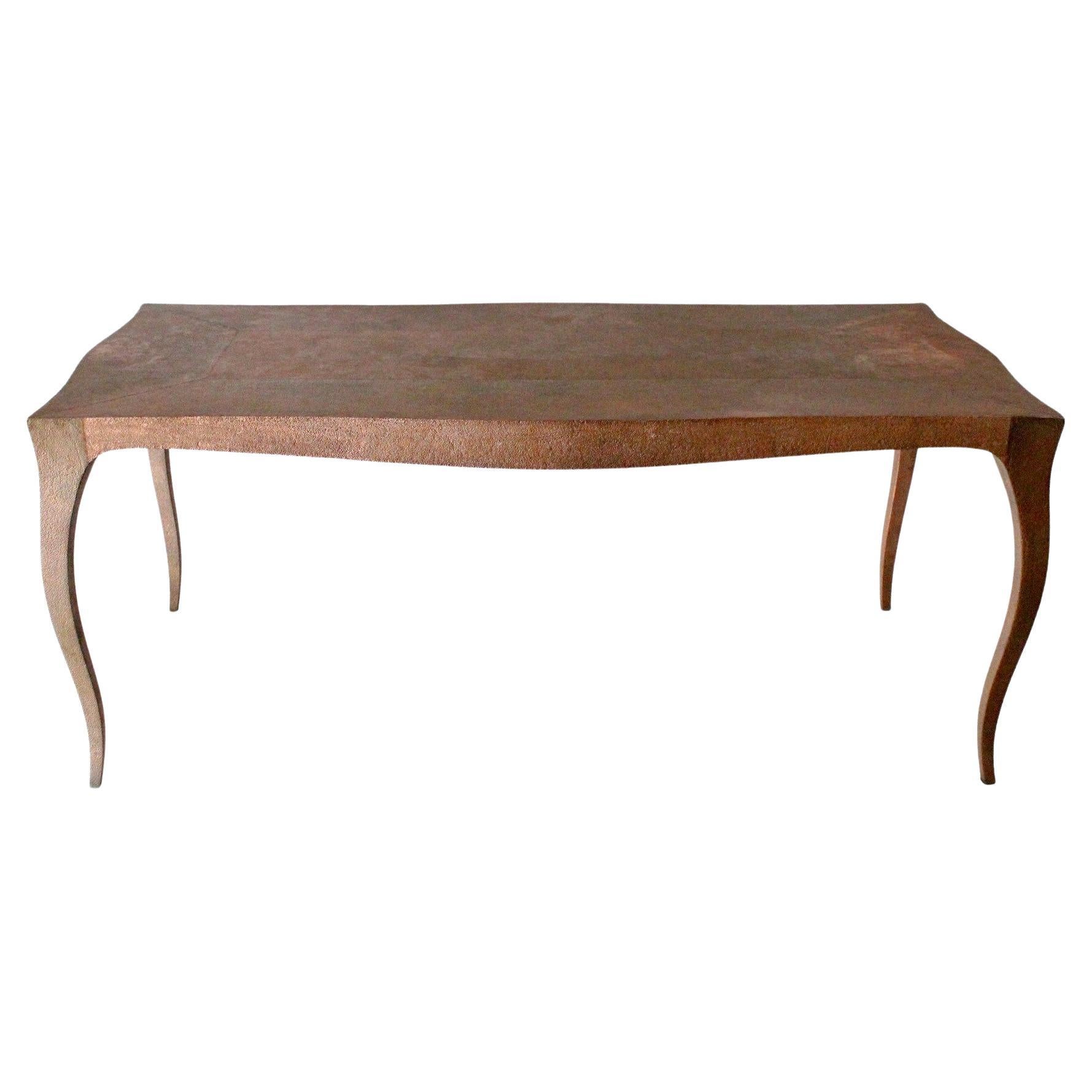 Smooth Copper Dining Table – Louise XV Cabriole Leg, Handmade For Sale