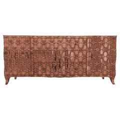 Credenza Fleur de Lis in rame liscio - Credenza intagliata, Paul Mathieu