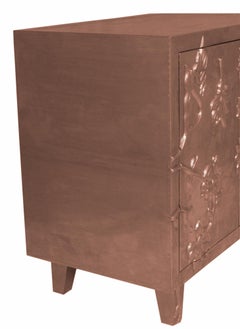 Smooth Copper Floral Sideboard – Contemporary Carved Metal Credenza