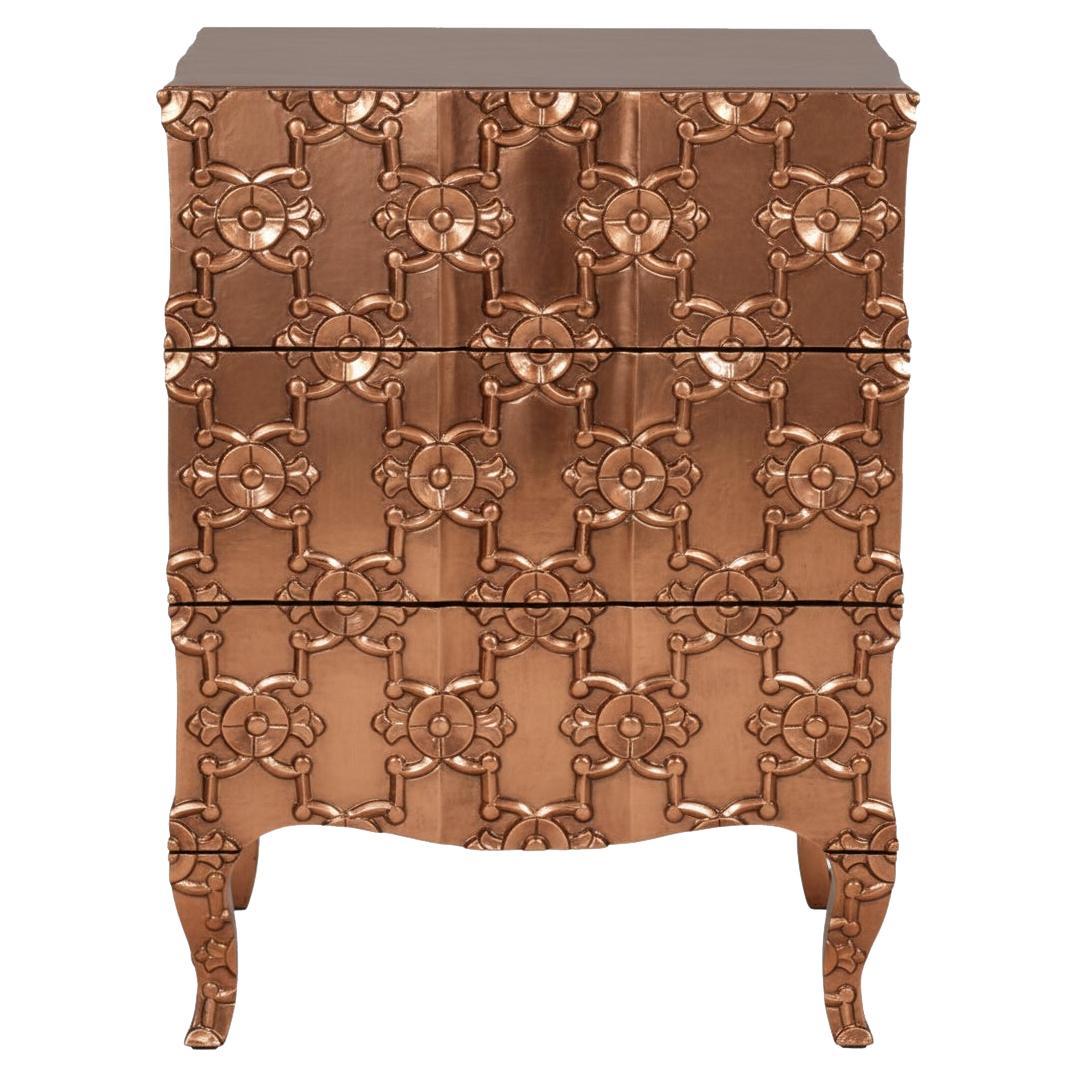 Smooth Copper Louise Demi Semainier – Carved Chest, Paul Mathieu For Sale