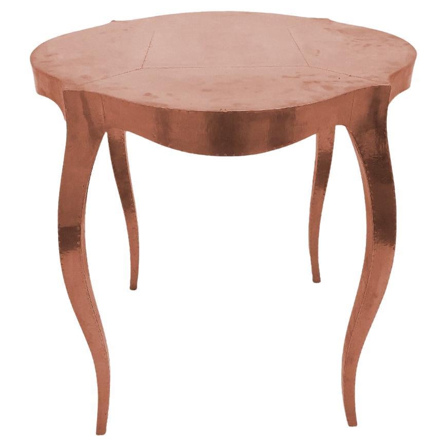 Smooth Copper Louise Round Table – Cabriole Leg Accent Table For Sale