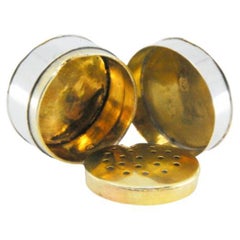 Smooth round silver and gold vinaigrette box from the George III period