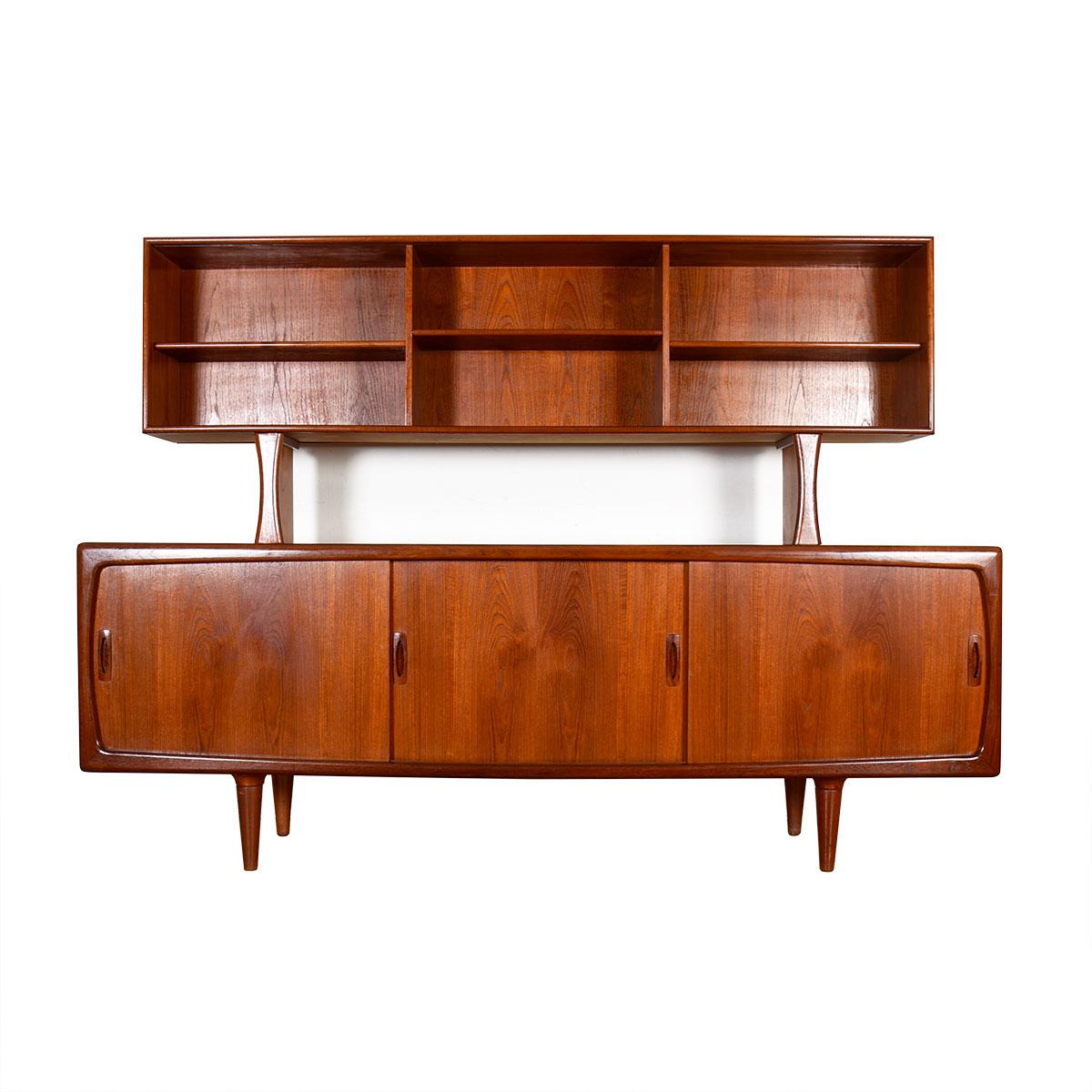 Smooth Rounded Edges Danish Teak Sideboard with Optional Display Top 1