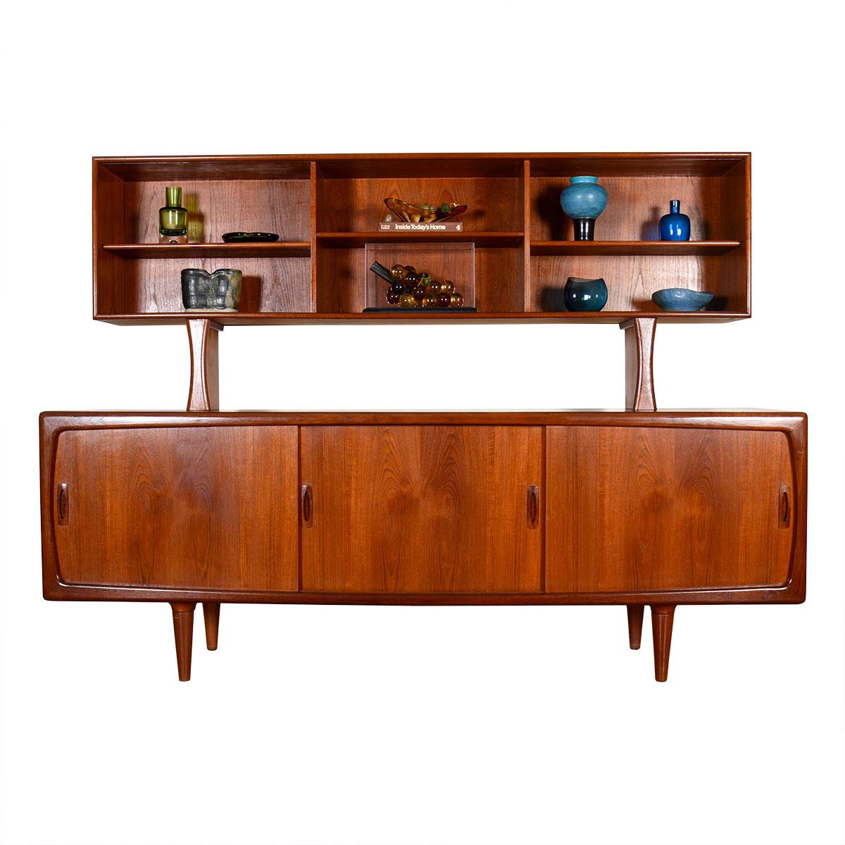 Smooth Rounded Edges Danish Teak Sideboard with Optional Display Top 3