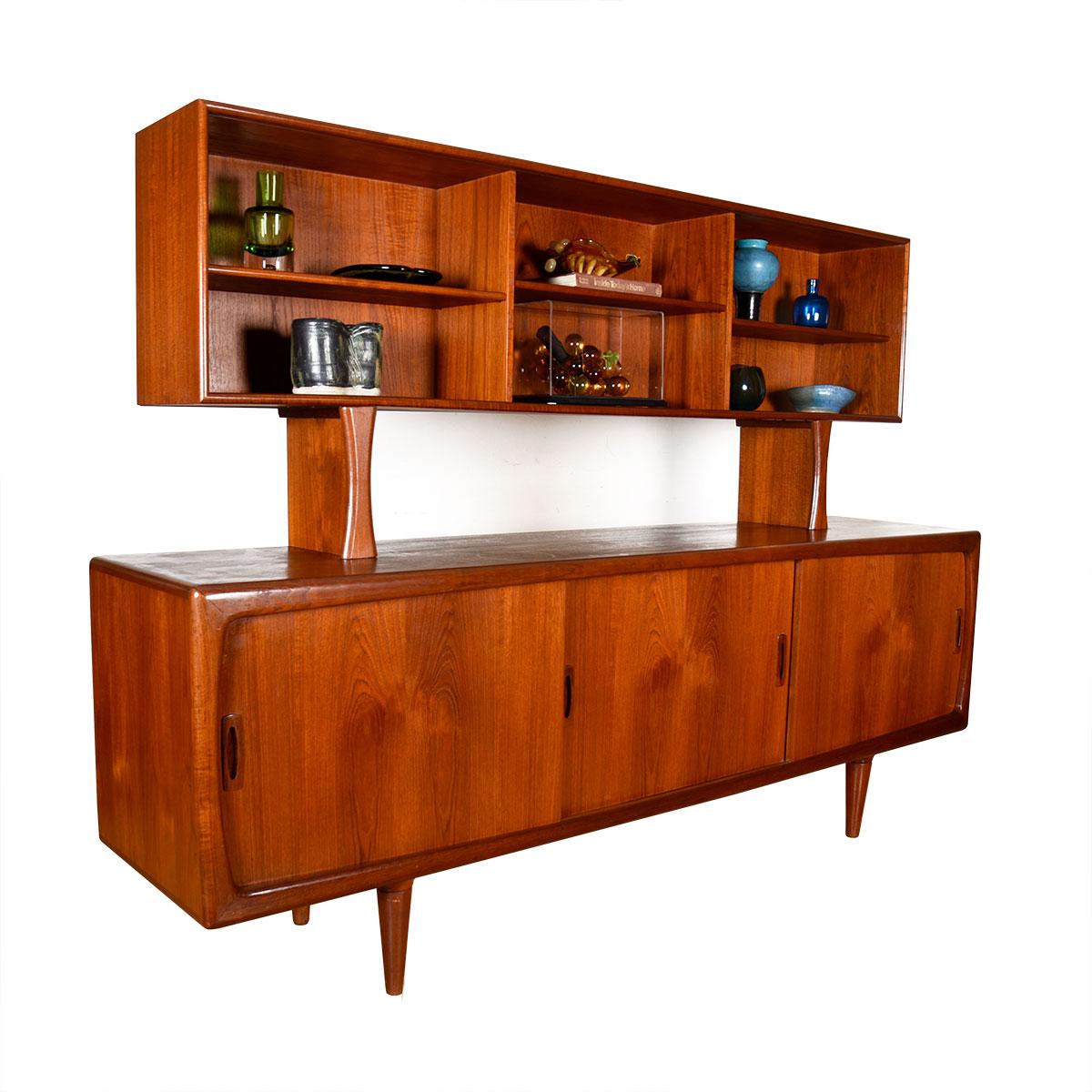 Smooth Rounded Edges Danish Teak Sideboard with Optional Display Top 4