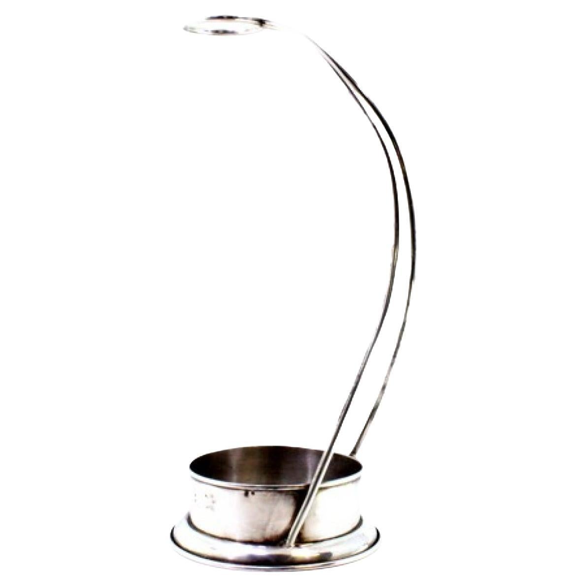 Smooth silver bottle holder with stripe For Sale