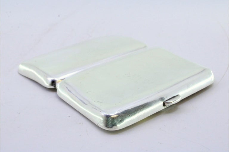 small silver cigarette case Vintage Slim Metal & Dispenser Silver Cigarette Case with Herringbone