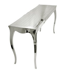 Smooth White Bronze Console Table – Hollywood Regency Cabriole Leg Hall Table