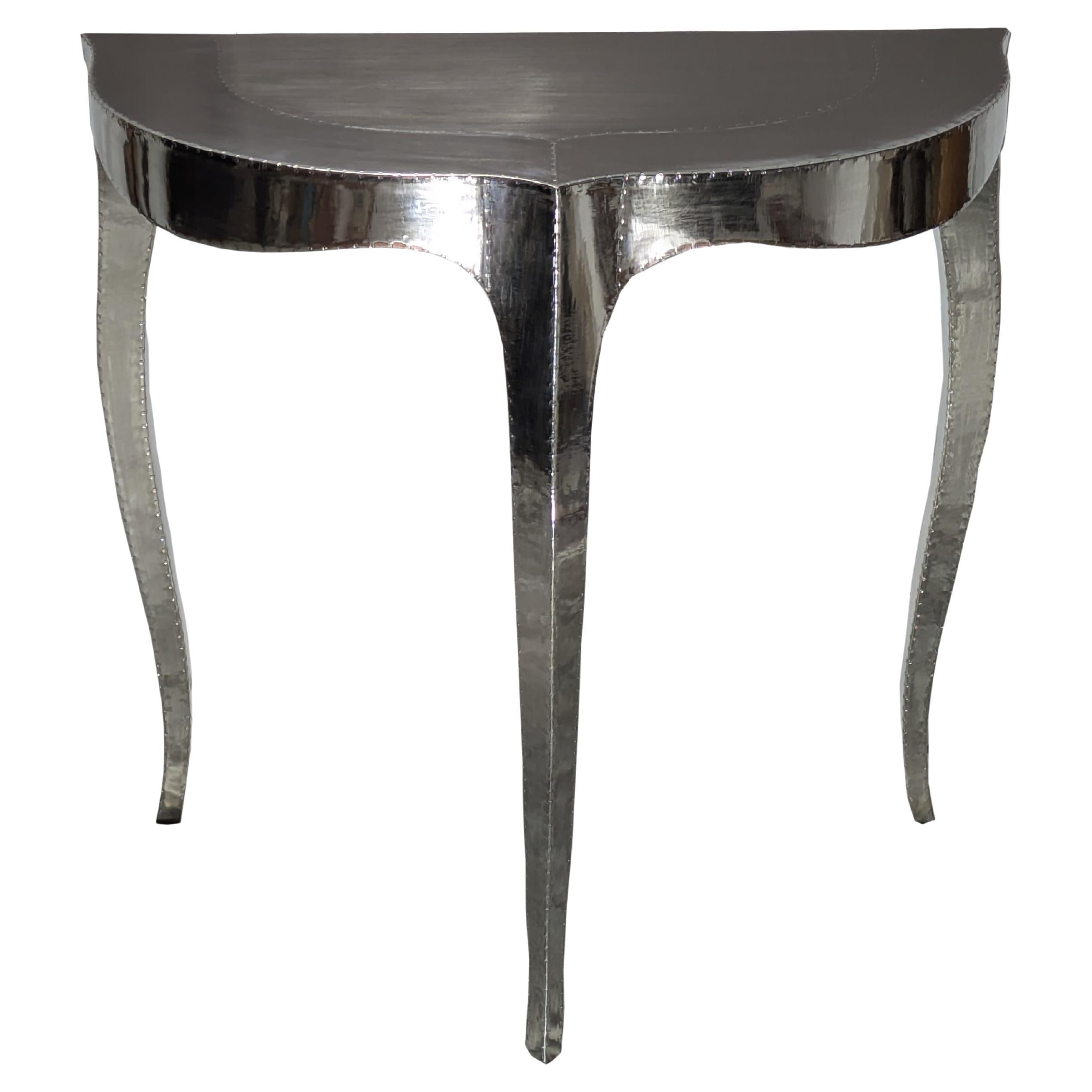 Smooth White Bronze Demi Console Table – Louise Half Moon, Paul Mathieu