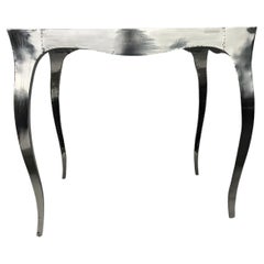 Smooth White Bronze End Table – Art Deco Cabriole Leg Card Table, Handmade
