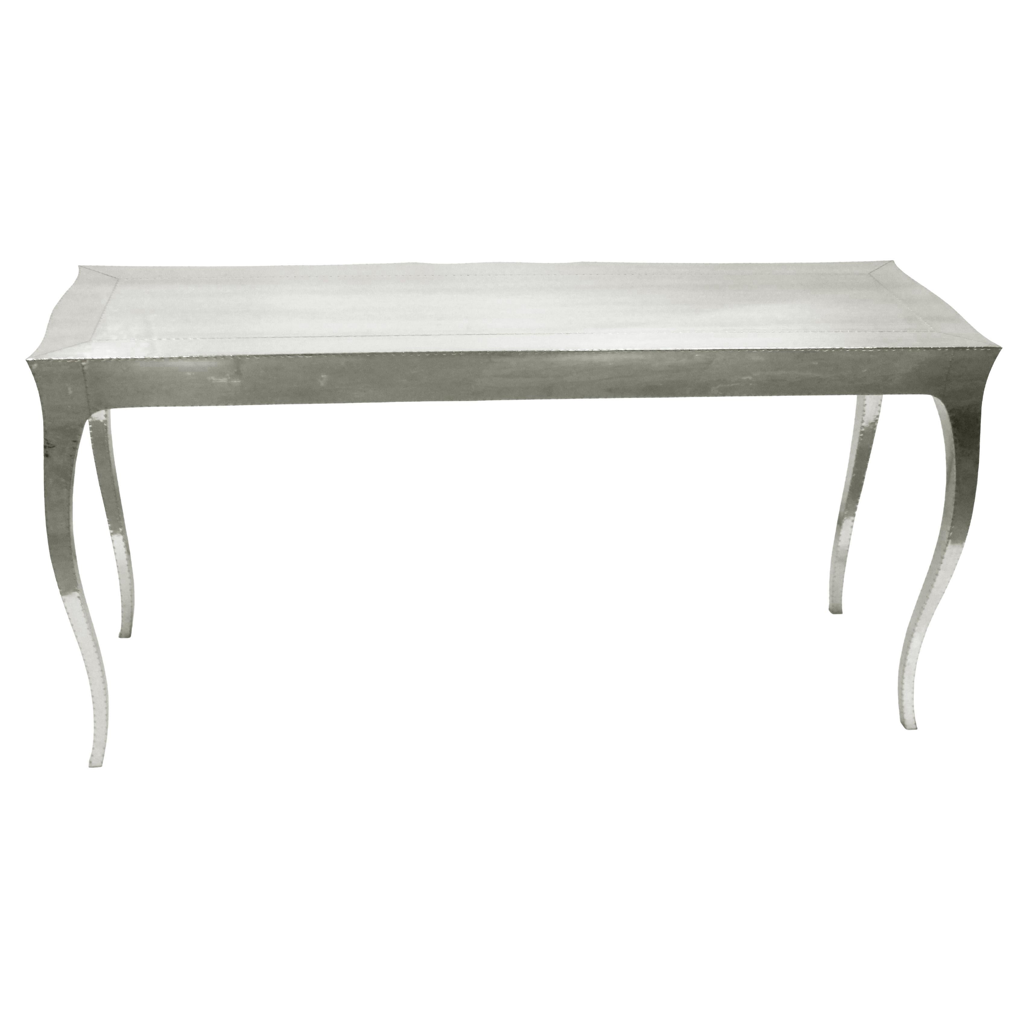 Smooth White Bronze Entry Table – Art Deco Cabriole Leg Console, Handmade