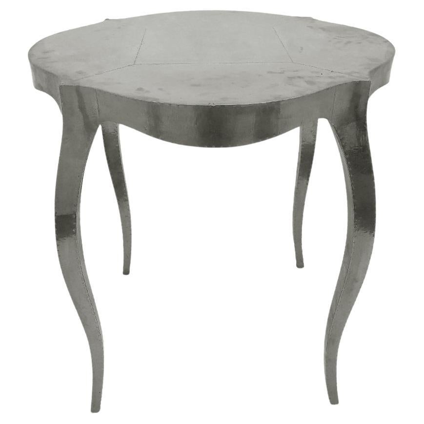 Smooth White Bronze Louise Round Table – Cabriole Leg Accent Table