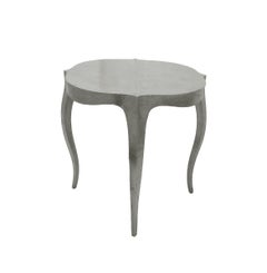 Smooth White Bronze Louise Round Table – Cabriole Leg Side Table, Paul Mathieu