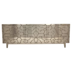 Smooth White Bronze Mystique Credenza – Sculpted Sideboard, Stephanie Odegard