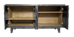 Smooth White Bronze Organic Floral Sideboard – Hand Carved Metal Clad Credenza