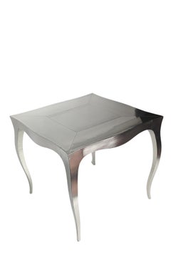 Smooth White Bronze Side Table – Sculptural Cabriole Leg Card Table, Handmade