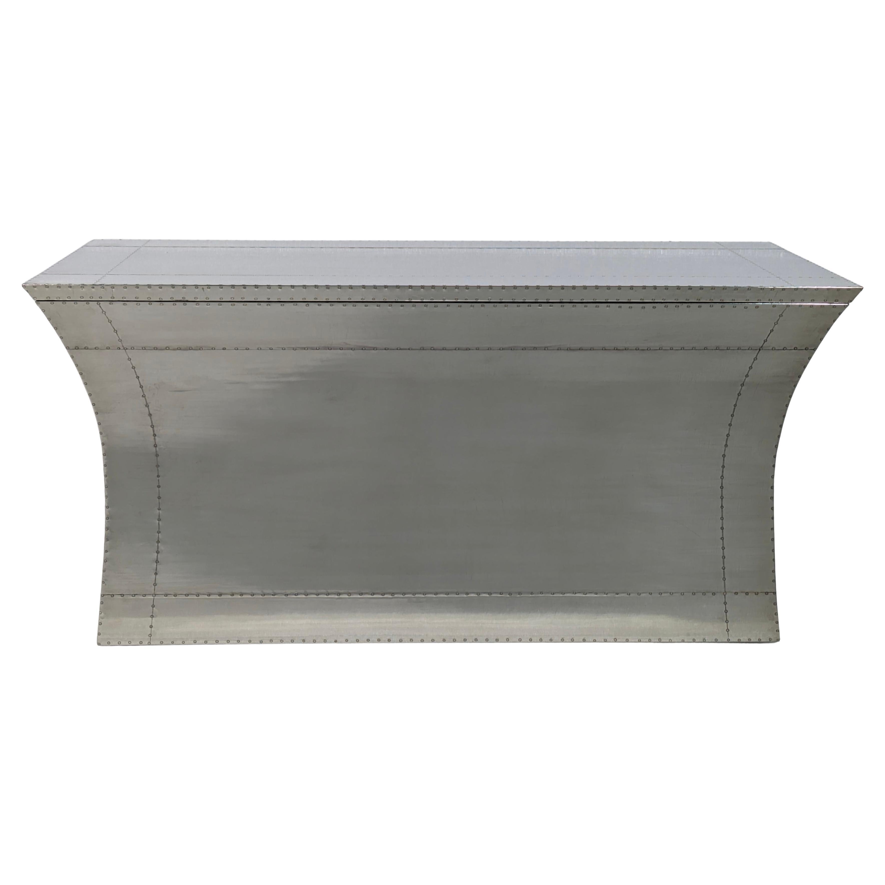 Smooth White Bronze Vaisseau Storage Bench – Metal Clad Ottoman, Paul Mathieu