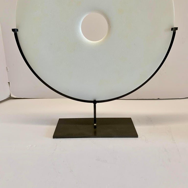 Smooth White Marble Disc Sculpture, China, Contemporary at 1stDibs
