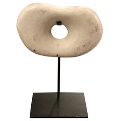 Smooth White Stone Disc, Indonesia, Contemporary