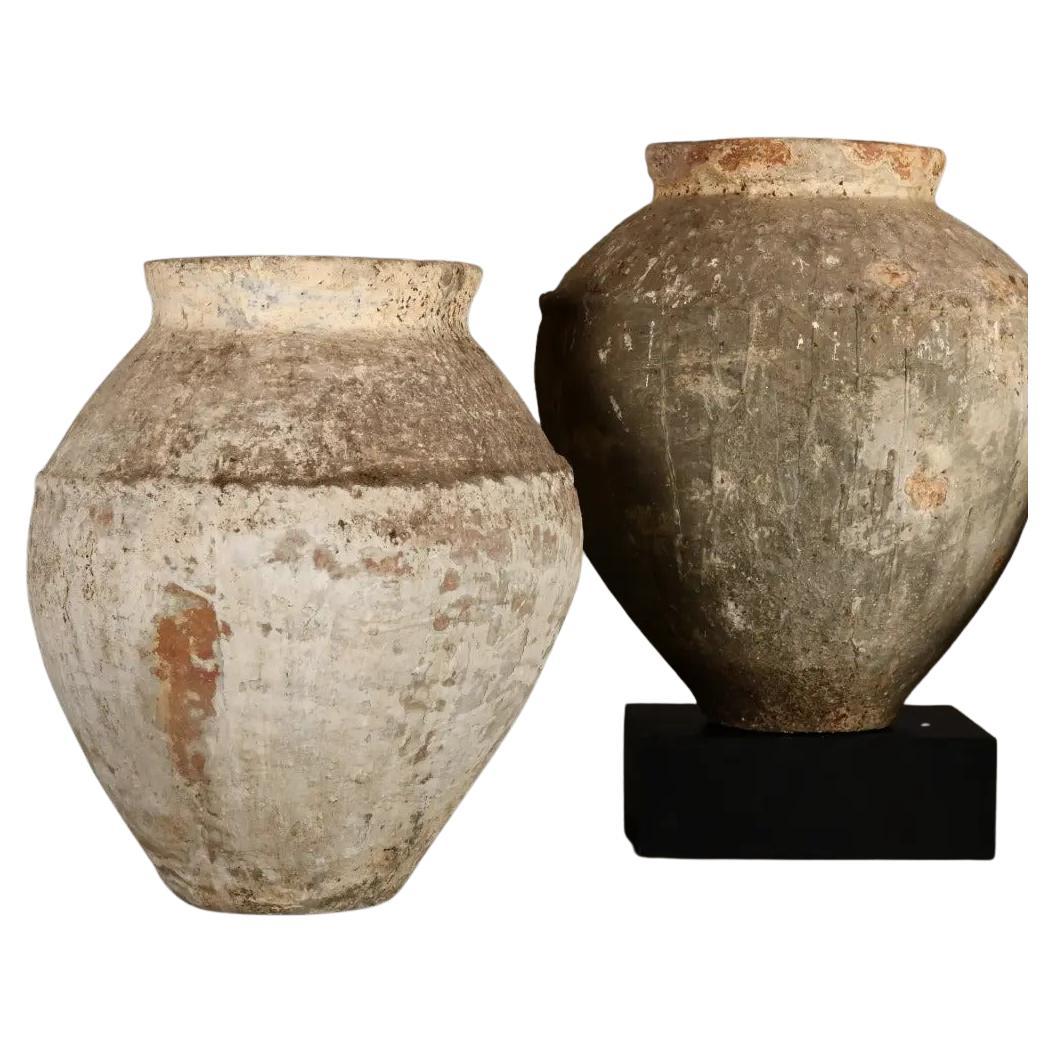 Smoothly Aged Terracotta Water Jar in Ethnic Java Style