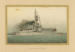 SMS Ägir: German Coastal Defense Ship – 1903 Chromolithograph