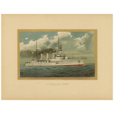 SMS Hansa: Germany’s Pioneering Protected Cruiser – 1903 Chromolithograph