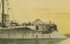SMS Hela: German Light Cruiser in Pre-WWI Era – 1903 Chromolithograph