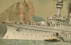 SMS Hertha: German Protected Cruiser in the Far East – 1903 Chromolithograph