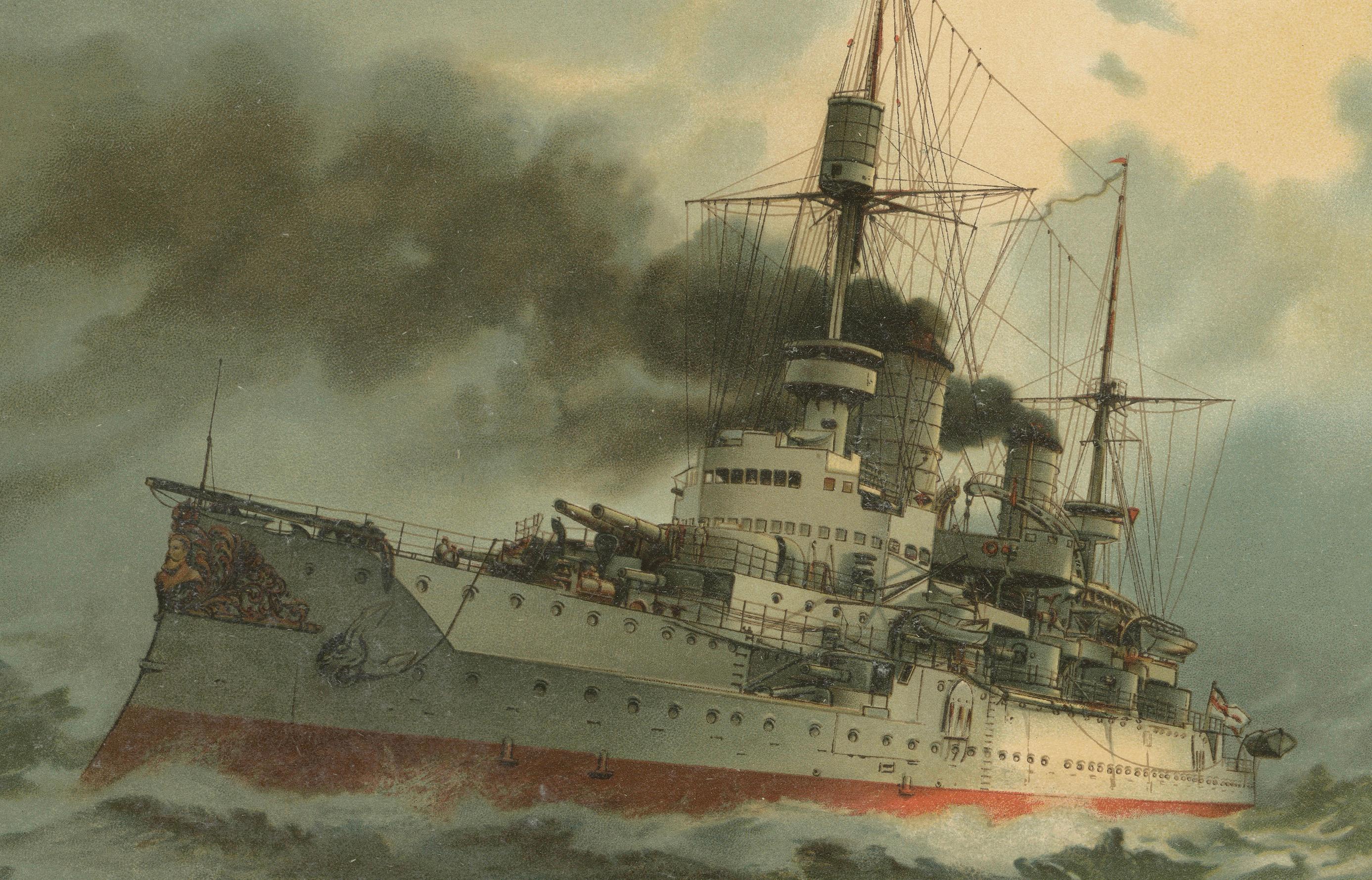 SMS Kaiser Friedrich III: Deutsches Schlachtschiff im Sturm - 1903 im Zustand „Gut“ in Langweer, NL