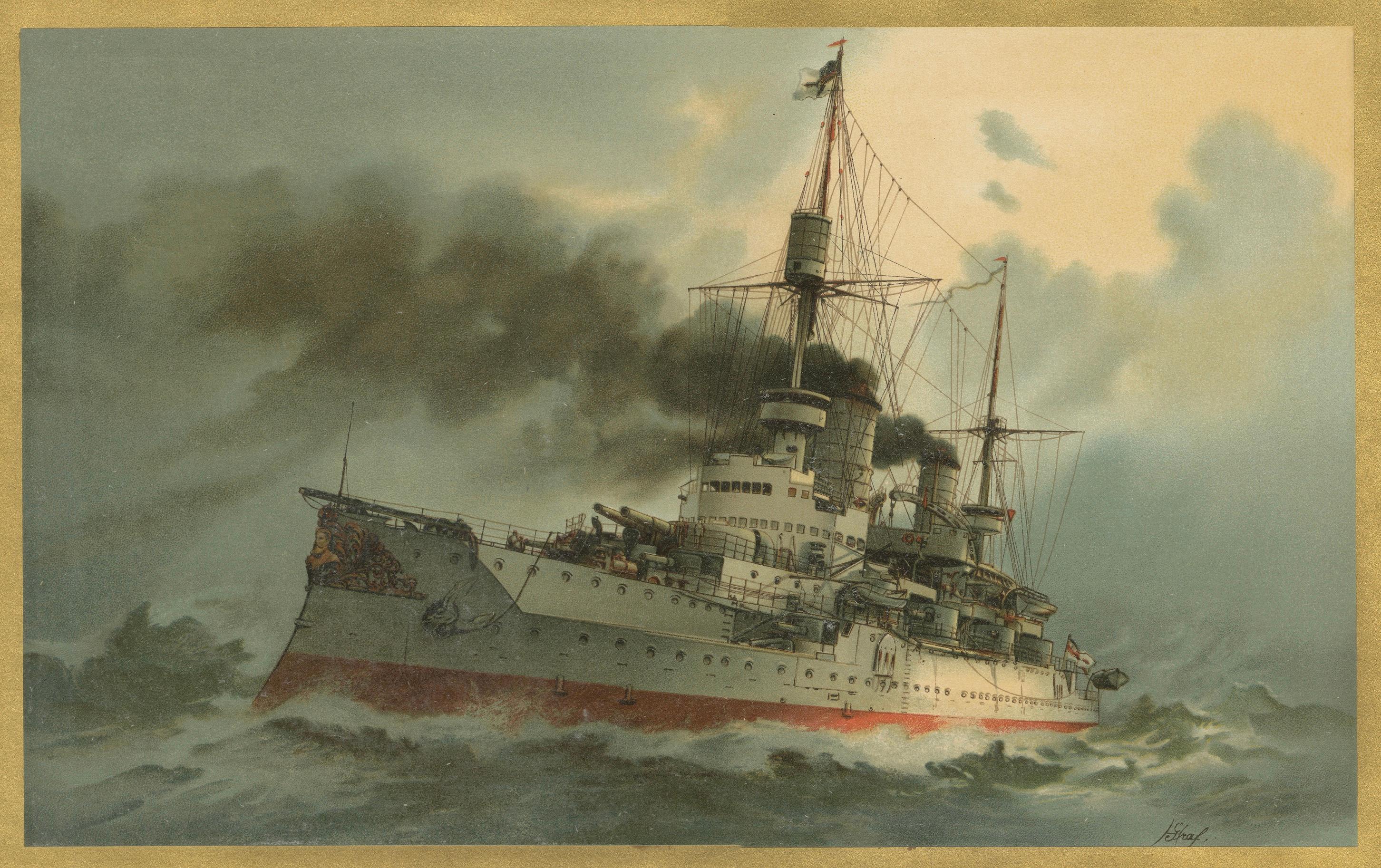 SMS Kaiser Friedrich III: Deutsches Schlachtschiff im Sturm - 1903 (Frühes 20. Jahrhundert)